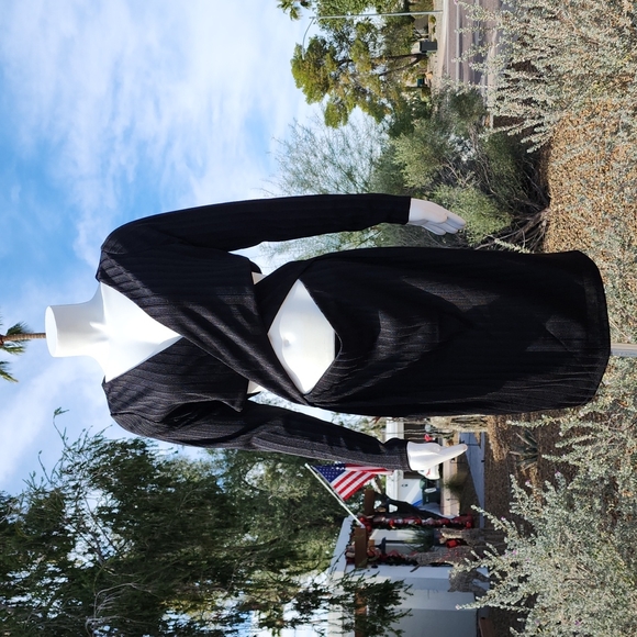 SPIRIT OF GRACE NORDSTROM Black Cut Out Wrap Dress L M Bodycon Criss Cross Front - Picture 3 of 15